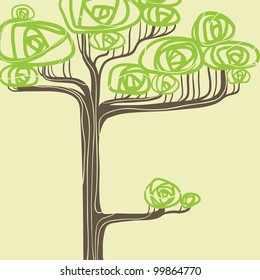 Abstract vector illustration of stylized green tree.