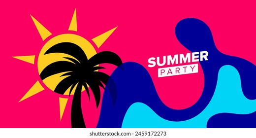 abstract vector illustration summer party greeting card template background design collection