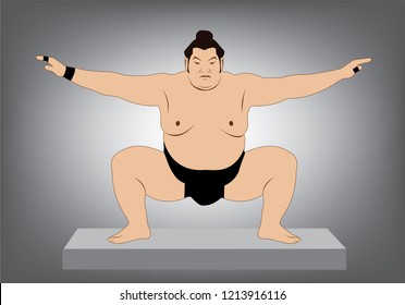 Abstract vector illustration of sumo wrestler