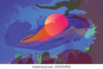 abstract vector illustration of sunset in the sky with clouds 