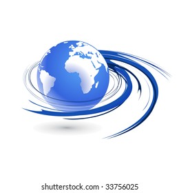 Abstract vector illustration with swirl globe