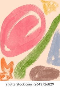 Abstract vector illustration symbolizing serene balance and modern well-being through organic, painterly shapes in a calming pastel palette. contemporary design projects and peaceful aesthetics.