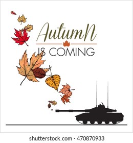 Abstract vector illustration of tank and leaves.