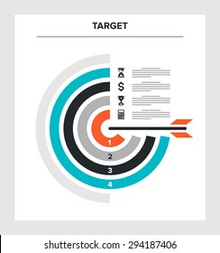 Abstract Vector Illustration Of Target Flat Infographic Concept.