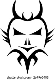Abstract vector illustration of a tattoo style evil face