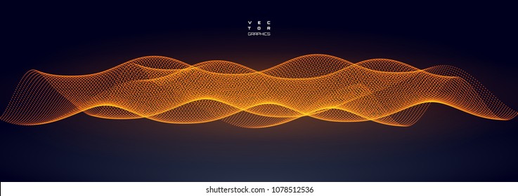 Abstract vector illustration for technological design. Pulsation or vibration wave spreading in space.