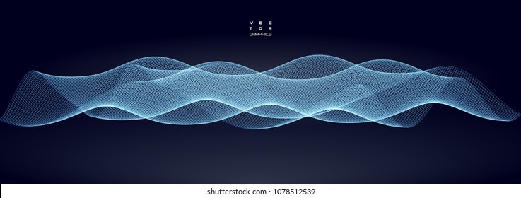 Abstract vector illustration for technological design. Pulsation or vibration wave spreading in space.