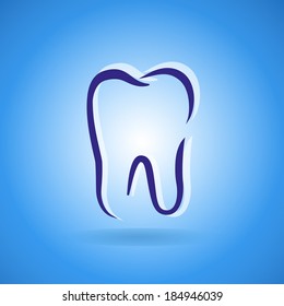 Abstract Vector illustration of teeth. Vector icon on blue background