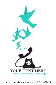Abstract vector illustration of telephone and birds.