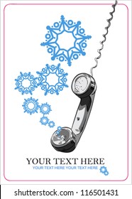 Abstract vector illustration of telephone and snowflakes.