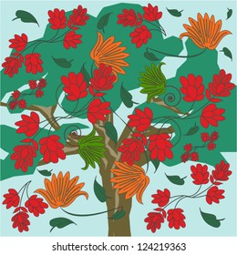 Abstract vector illustration texture bright floral seamless pattern