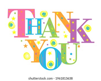 An abstract vector illustration of Thank You on an isolated white background