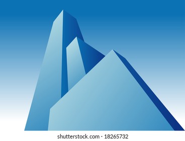 Abstract vector illustration of three skyscrapers