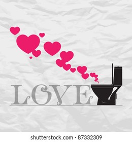 Abstract vector illustration with toilet bowl and heart.