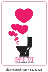 Abstract vector illustration with toilet bowl and heart.