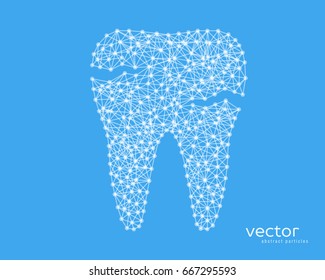 Abstract vector illustration of tooth with caries on blue background.