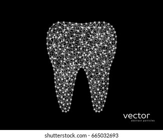 Abstract vector illustration of tooth on black background.