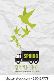 Abstract vector illustration of track and birds.