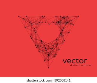 Abstract vector illustration of triangle on red background