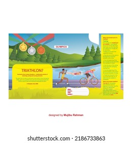 abstract vector illustration of Triathlon Sports and Book Cover Design