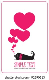 Abstract vector illustration with tube and hearts.