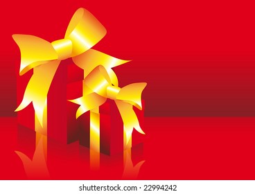 Abstract vector illustration of two romantic gifts over a red background