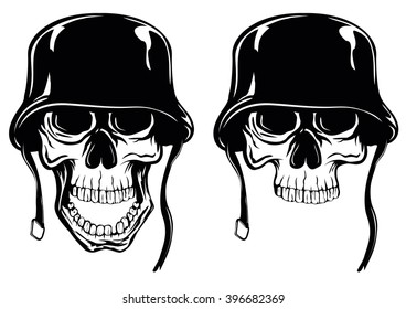 Abstract vector illustration two skull in helmet