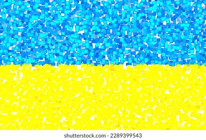 Abstract vector illustration of Ukrainian flag made of scattered small cubes