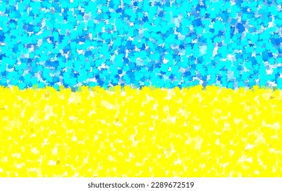 Abstract vector illustration of Ukrainian flag made of scattered small cubes