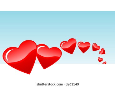 Abstract vector illustration of a valentines background with floating hearts