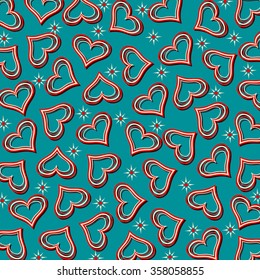abstract vector illustration Valentine's Day. Striped hearts, stars