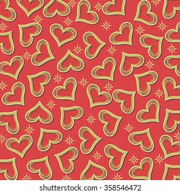 abstract vector illustration Valentine's Day. Striped hearts, stars