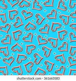 abstract vector illustration Valentine's Day. Striped hearts, stars
