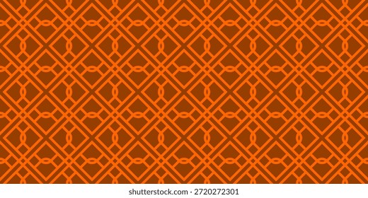 Ilustração vetorial abstrata de um padrão geométrico sem emenda alaranjado quente com um intrincado design de treliça entrelaçada, ideal para fundos digitais e impressão