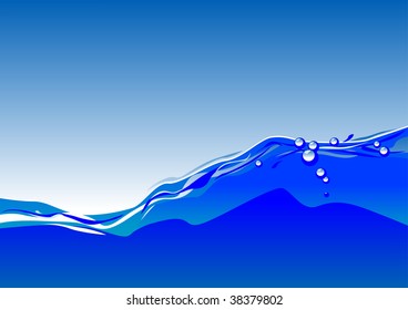 Abstract vector illustration of water against a blue sky
