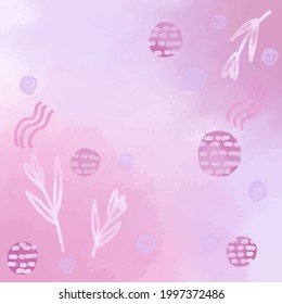 Ilustración del vector abstracto en la técnica de acuarela. Lugares borrosos, flores, elementos geométricos en formato digital con una copia del espacio.