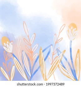Ilustración del vector abstracto en la técnica de acuarela. Lugares borrosos, flores, elementos geométricos en formato digital con una copia del espacio.