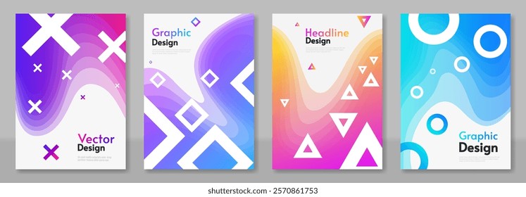Abstract vector illustration. Wave gradient color elements. Design for poster, banner, template. 
