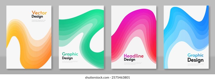 Abstract vector illustration. Wave gradient color elements. Design for poster, banner, template. 