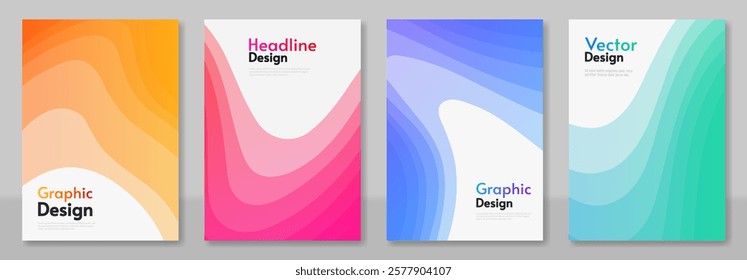 Abstract vector illustration. Wave gradient color elements. Design for poster, banner, template. 