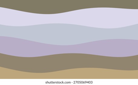 Ilustración vectorial Abstractas de un paisaje ondulado y montañoso con una silueta de atardecer en el desierto