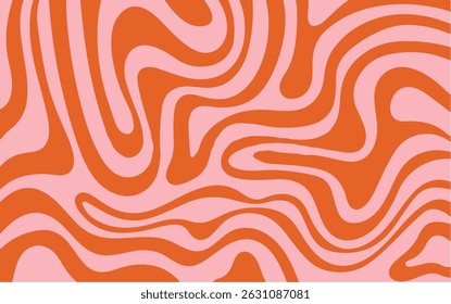Ilustração vetorial abstrata com linhas onduladas, curvas rosa e vermelha formando um padrão fluido dinâmico, hipnótico. Impressão digital moderna no estilo Y2K.