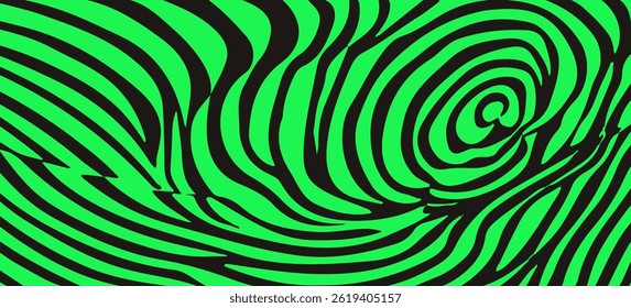 Abstract vector illustration of wavy green and black lines, forming a dynamic, flowing pattern resembling waves or organic shapes, creating a sense of motion and fluidity.