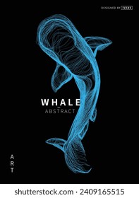 Abstract vector illustration of whale  , draw line art style. 