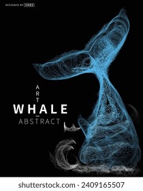 Abstract vector illustration of whale tail , draw line art style. 