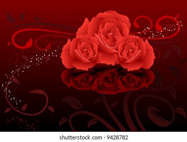 Abstract vector illustration of white florals on a black background