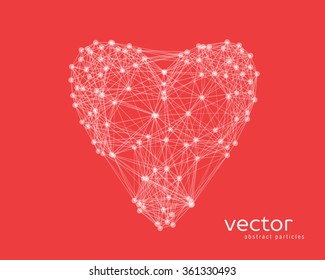 Abstract vector illustration of white heart on red background