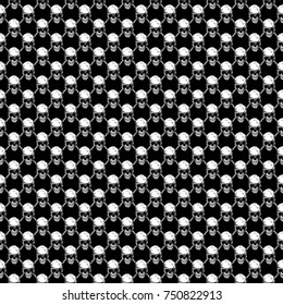 Abstract vector illustration white skulls on black backdrop. Seamless background for print on fabric or t-shirt.
