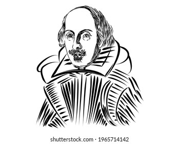 An abstract vector illustration of William Shakespeare on an isolated white background