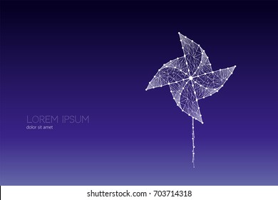 Abstract vector illustration of windmill. 
line dot graphic design. suitable use for background, poster, banner, postcard, book cover and brochure.  - line stroke weight editable